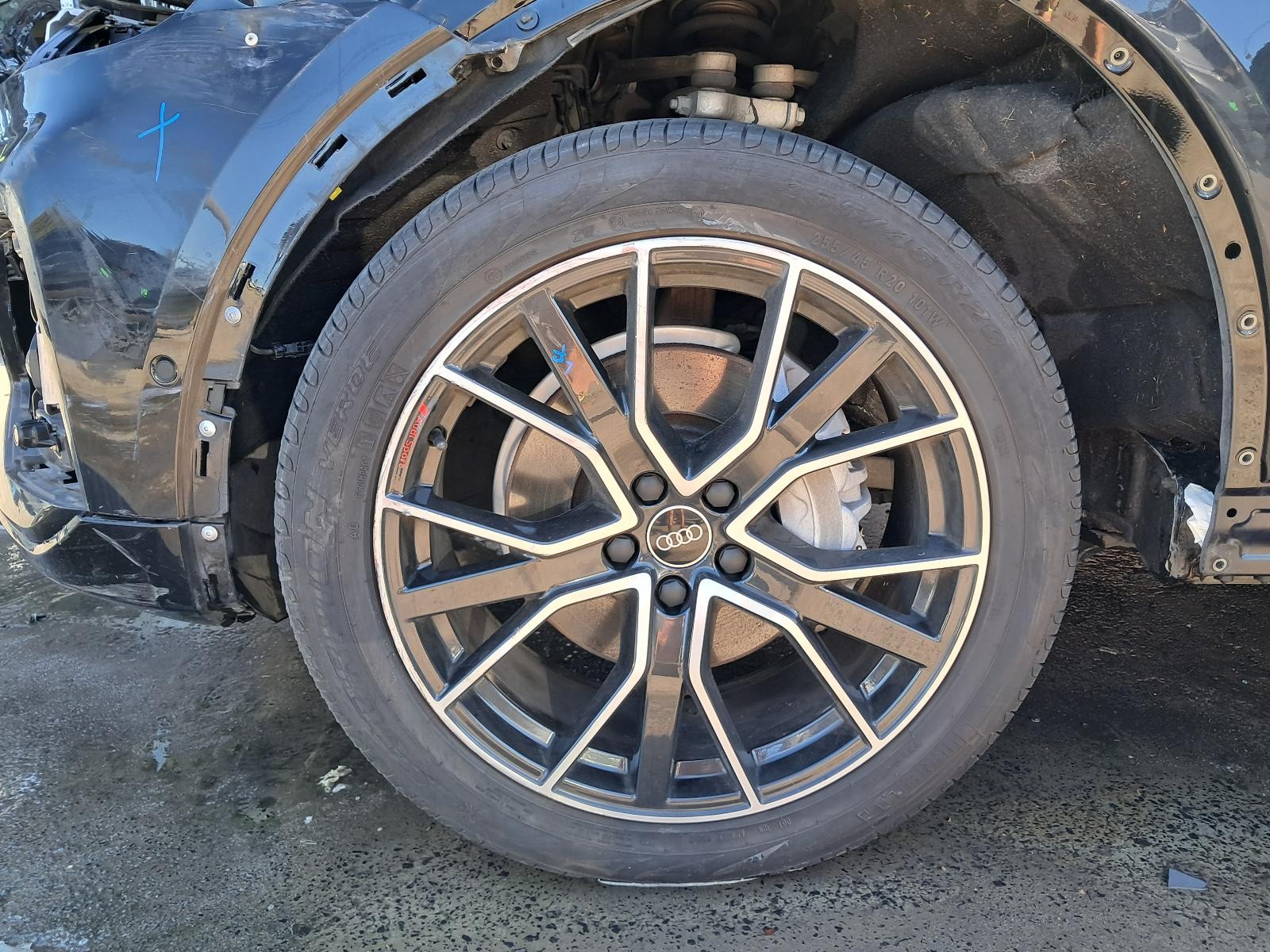 AUDI Q5 WHEEL ALLOY FY, FACTORY, 20X8IN, 5 V SPOKE, BI-COLOUR, BLACK/SILVER, 09/